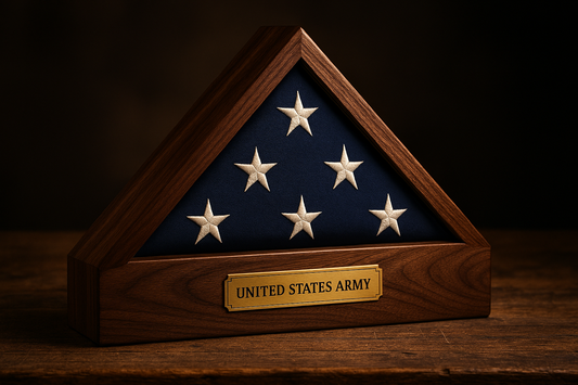 Honor & Remember Military Gift Set — Flag Display Case + Memorial Service Plaque
