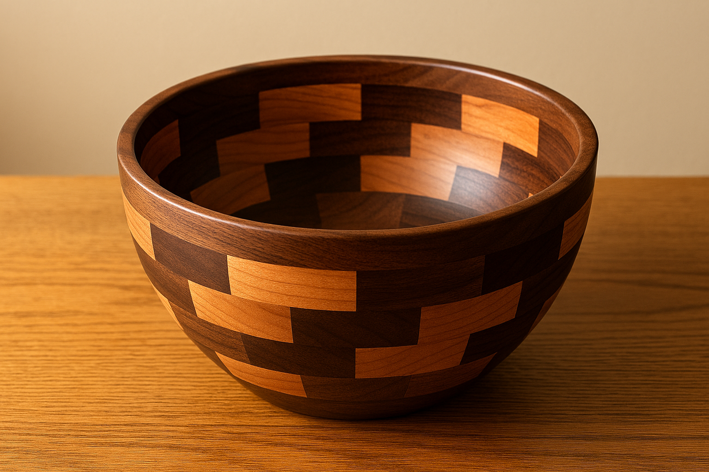 Closed Segmented Walnut & Cherry Bowl — Medium (9–12")