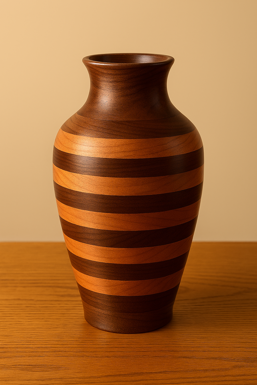 Matched Display Set — Closed Segmented Walnut & Cherry Bowl & Vase
