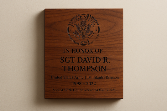 Memorial Service Plaque — Black Walnut