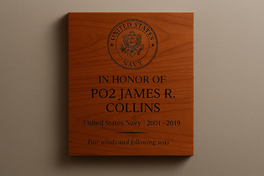 Memorial Service Plaque — Cherry