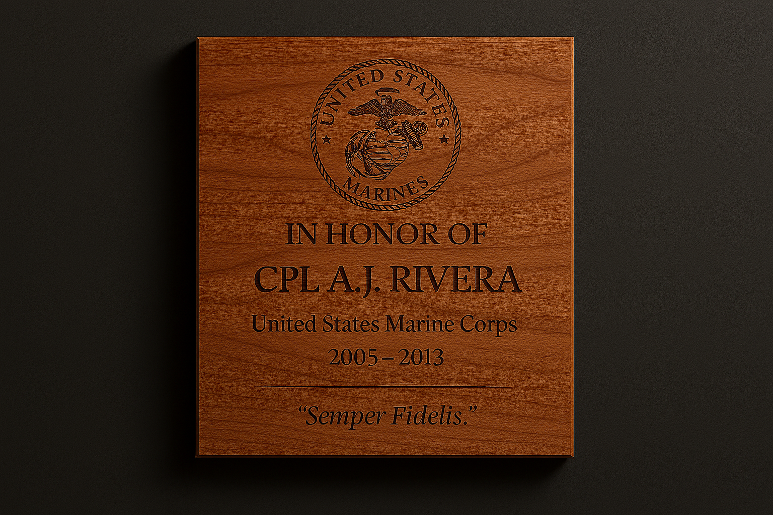 Memorial Service Plaque — Red Oak