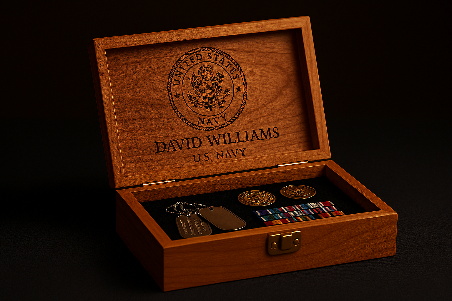 Military Keepsake Box (Small) — Cherry