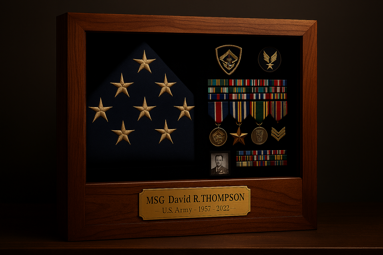 Military Shadow Box (Full Career) — Black Walnut