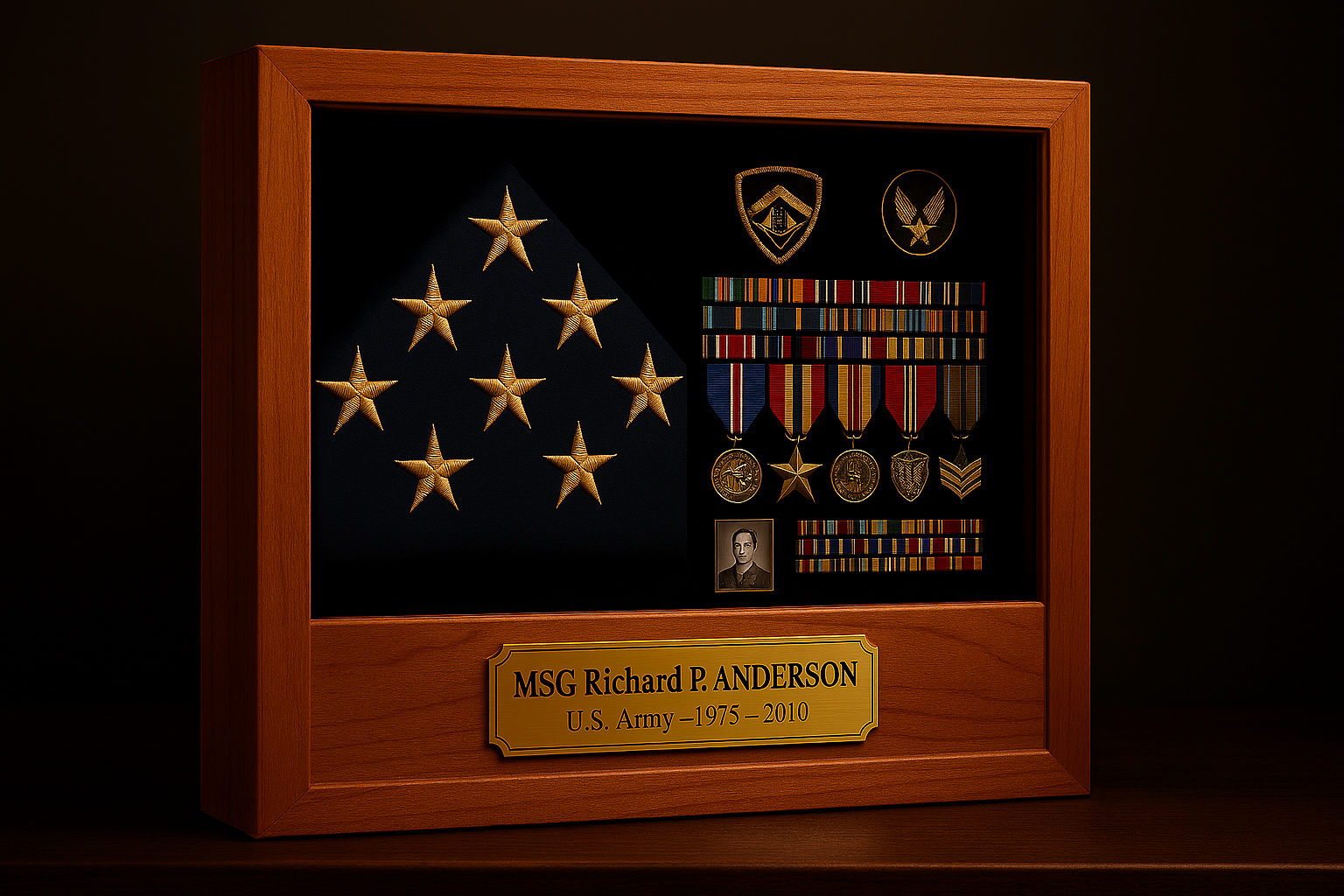 Military Shadow Box (Full Career) — Cherry