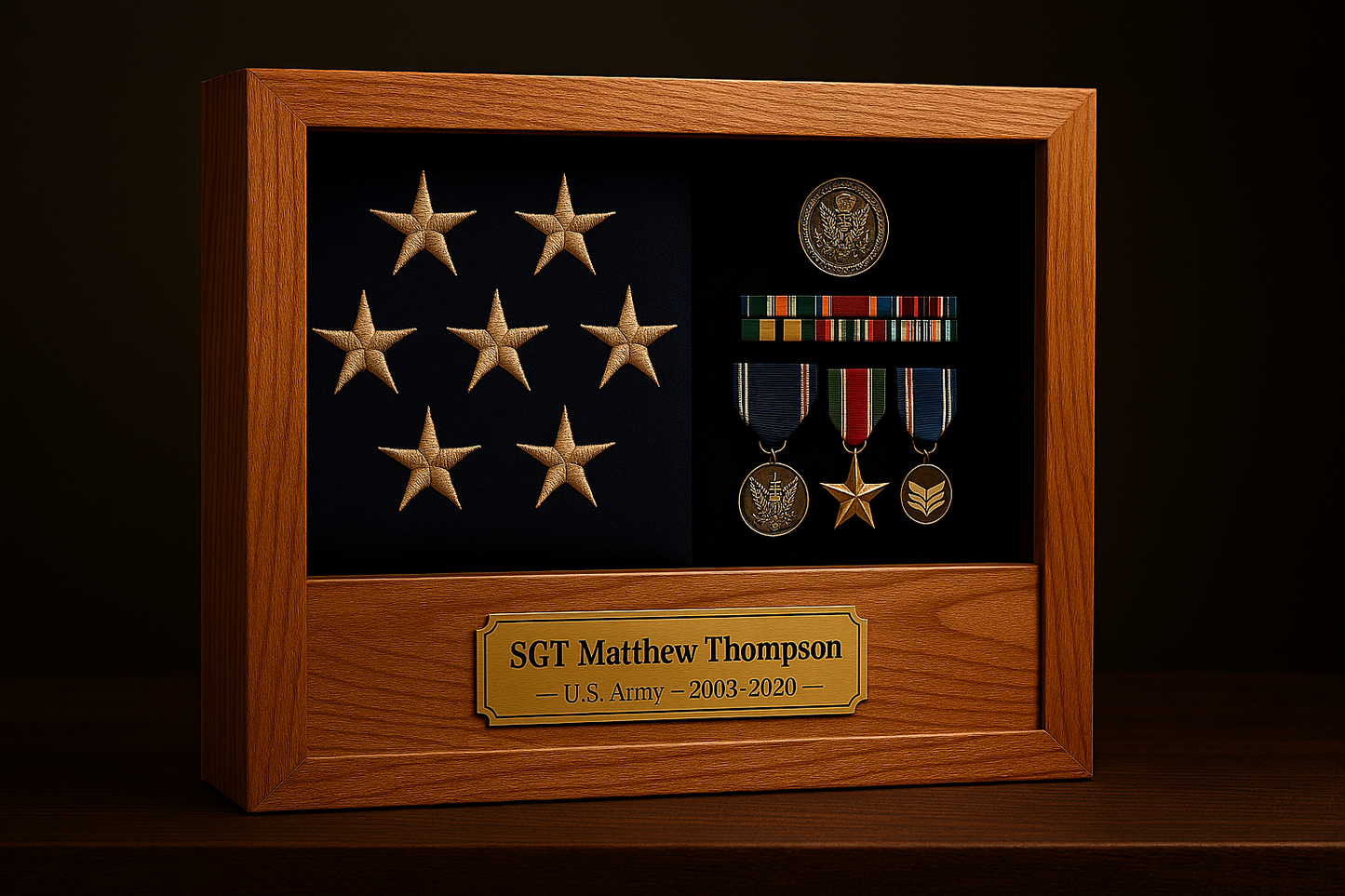 Military Shadow Box (Full Career) — Red Oak