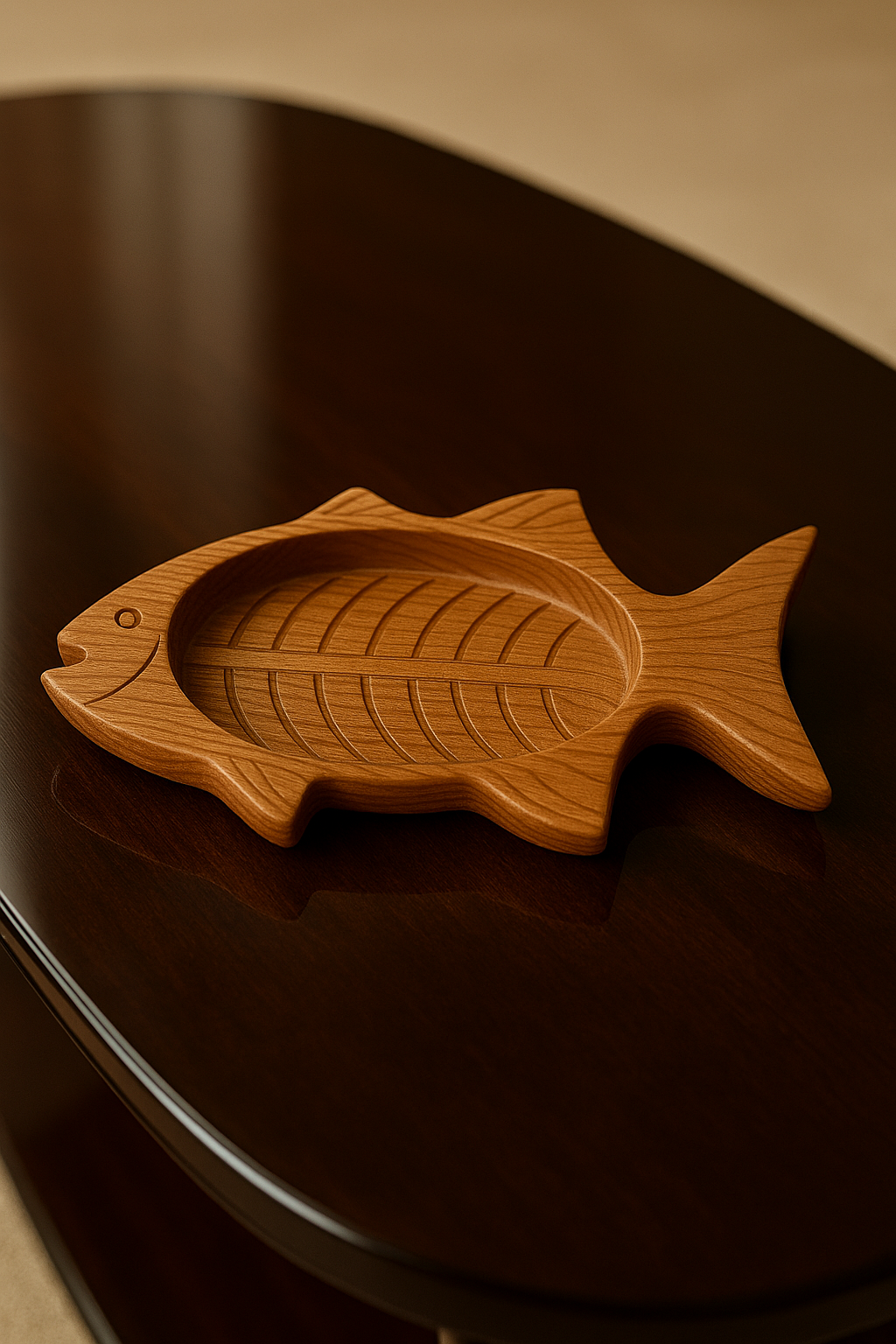 River’s Bounty Walnut Fish Candy Dish – Handcrafted 16" Serving Tray