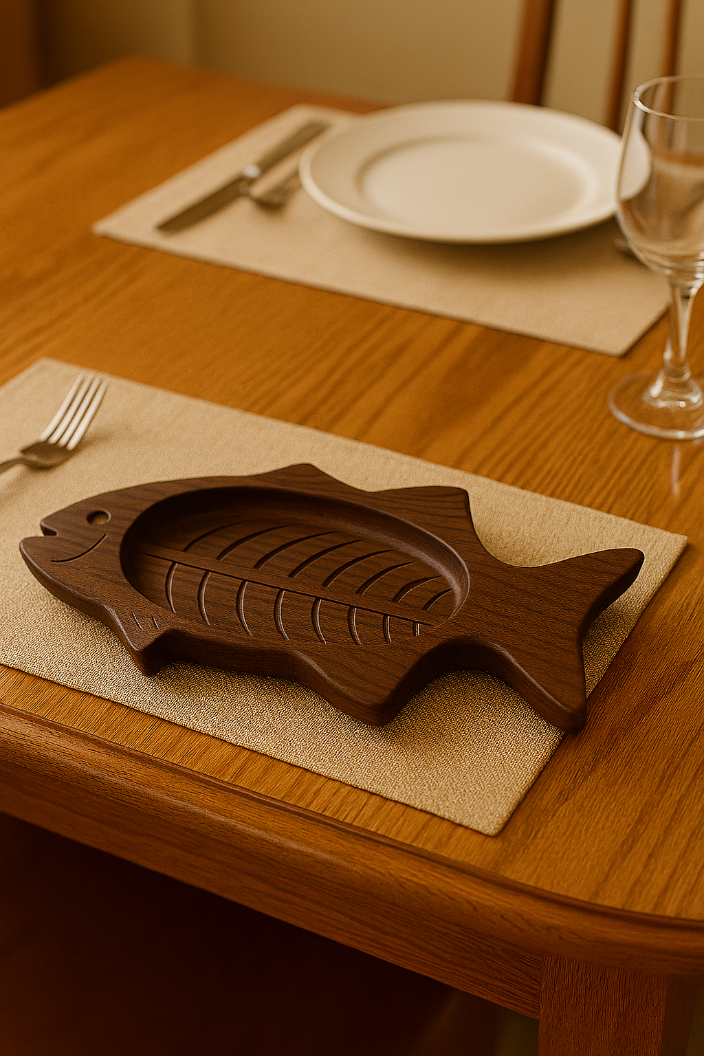 River’s Bounty Walnut Fish Candy Dish – Handcrafted 16" Serving Tray